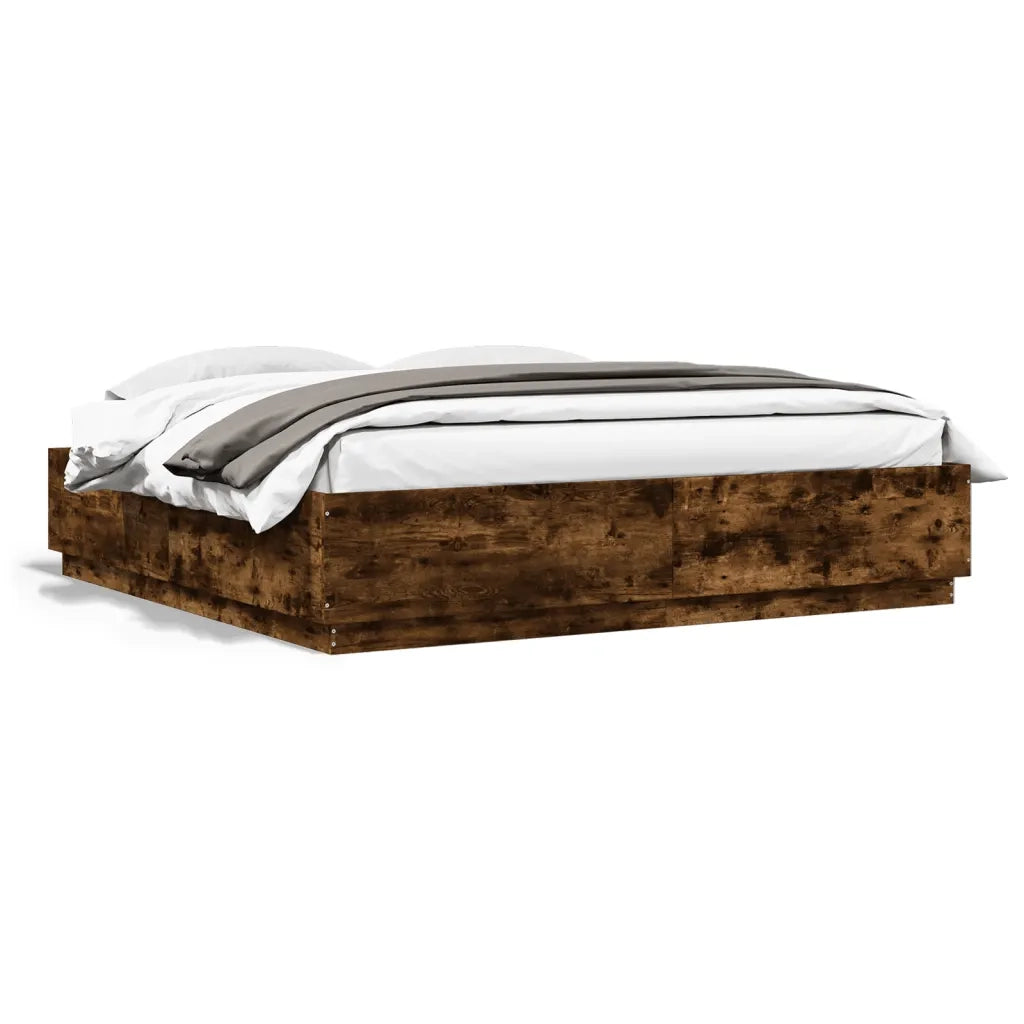 Giroletto con Luci LED Rovere Fumo 200x200 cm Legno Multistrato 3209587