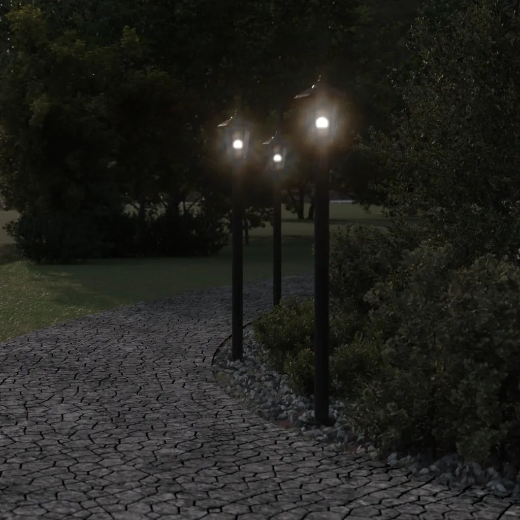 vidaXL Lampade da Terra per Esterni 3 pz Nere 120 cm in Acciaio Inox