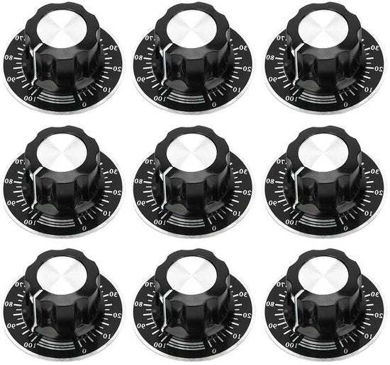 Pulsanti potenziometro - Pulsante di controllo a superficie a spirale con display digitale A03 - Pulsante a vite rotante per controllo audio elettronico (Nero) - 5 pezzi