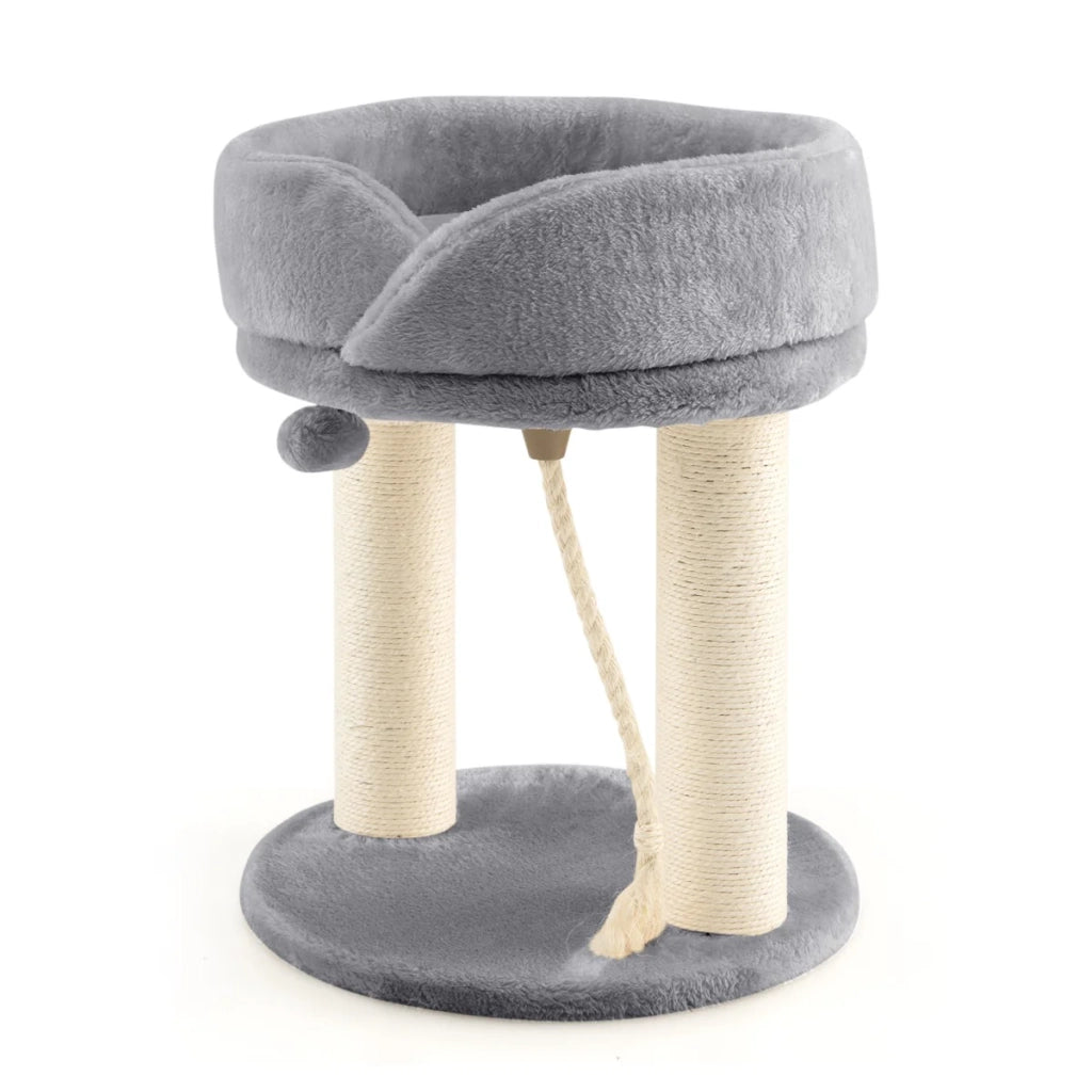 Tiragraffi con albero per gatti 43 x 43 x 53 cm con trespolo ergonomico atmosfera accogliente in truciolato grigio 20_0021039