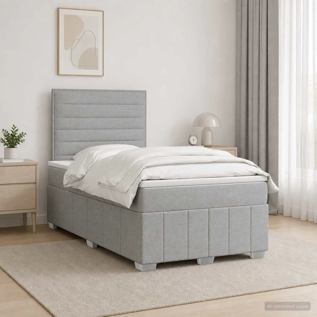 Letto Box Spring LED con Materasso Grigio Chiaro 120 x 200 cm 3455570