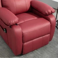 Poltrona Alzapersona Reclinabile con Poggiapiedi e Telecomando, in Pelle PU, 76x90x105 cm, Rosso