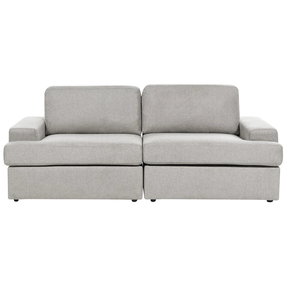 Set da salotto in tessuto grigio chiaro imbottito a 4 posti con poltrona, schienale imbottito, divano classico per il soggiorno.