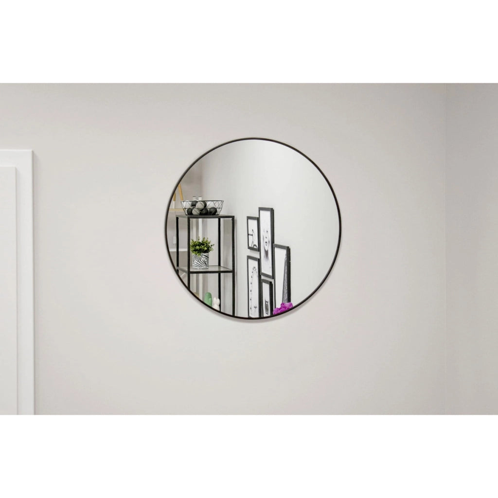 Specchio circolare moderno con cornice in metallo nero 50 cm