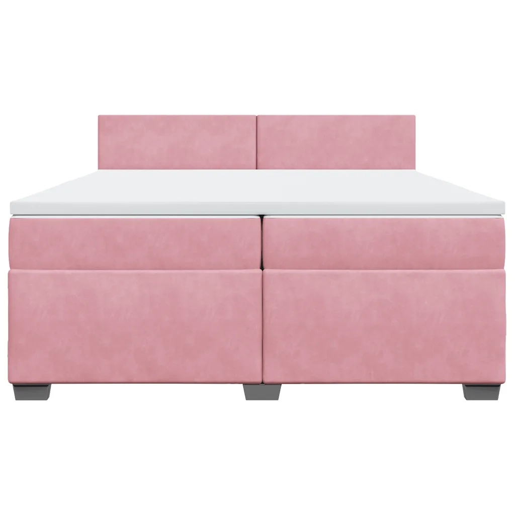 Giroletto a Molle con Materasso Rosa 200x200 cm in Velluto