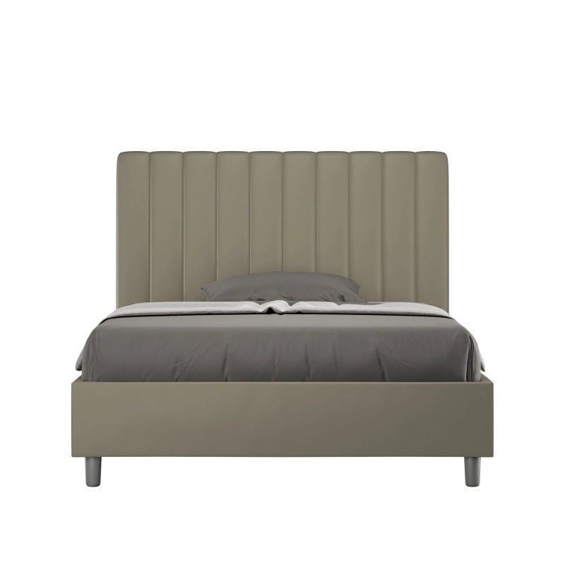 Letto imbottito Piazza e mezzo 130x190 cm Agueda - Similpelle,Cappuccino,Con rete