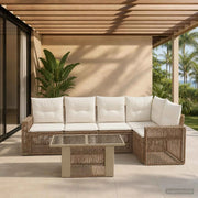 Set Divano da Giardino 6 pz Beige e Bianco Crema polyrattan 3436791