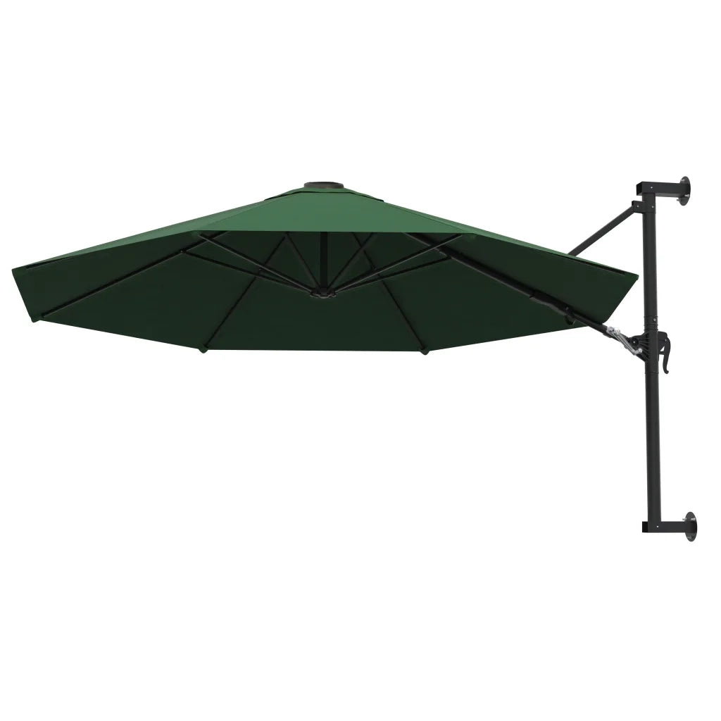 Ombrellone a Muro con Palo in Metallo-Ombrello da giardino 300 cm Verde
