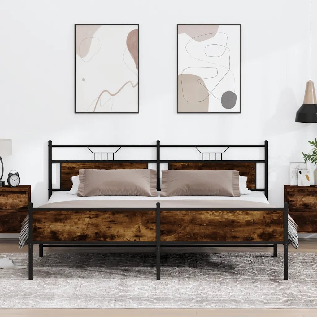 Giroletto senza Materaso in Metallo Rovere Fumo 200x200 cm 3325117