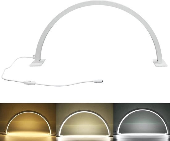 Lampada a forma di mezzaluna per unghie e estensione ciglia - 35W lampada da tavolo a LED regolabile - illuminazione fredda e calda - lampada per manicure per bellezza, ciglia e tatuaggio - presa per EU.