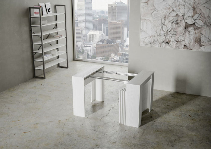 Consolle Allungabile 90-296x48x77 cm in Nobilitato Bianco