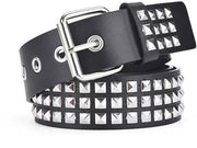 Riem con Nastri a Spillo Nero - Riem Punk - Riem con Nastri a Piramide Luccicenti - Riem per Uomo e Donna - 115cm
