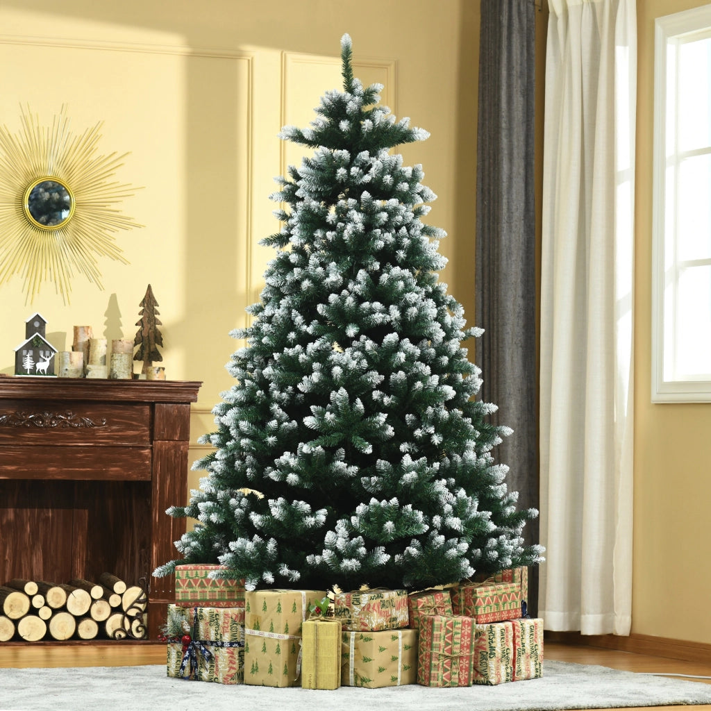 Albero di Natale Artificiale Realistico ¨C Zephmum ¨C Verde con Punte Bianche 210 cm