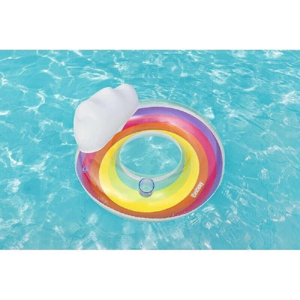 Trade Shop - Poltrona Gonfiabile Con Schienale Portabicchiere Fashion Rainbow Dream 107cm 43647 -