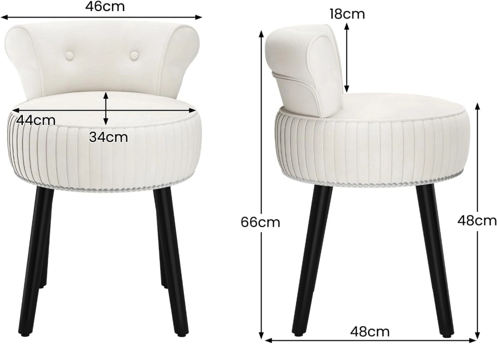 Sedia per toeletta, sgabello da trucco con schienale, sedia imbottita in velluto con gambe in legno di gomma, moderna poltrona senza braccioli, per camera da letto, spogliatoio, soggiorno