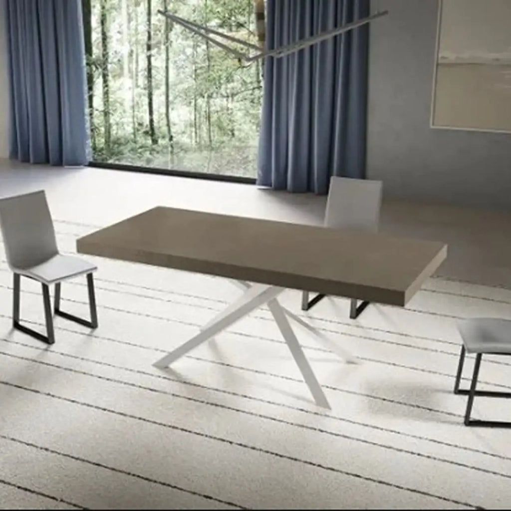 Tavolo allungabile 200/460x90 cm Niket tortora gambe bianche