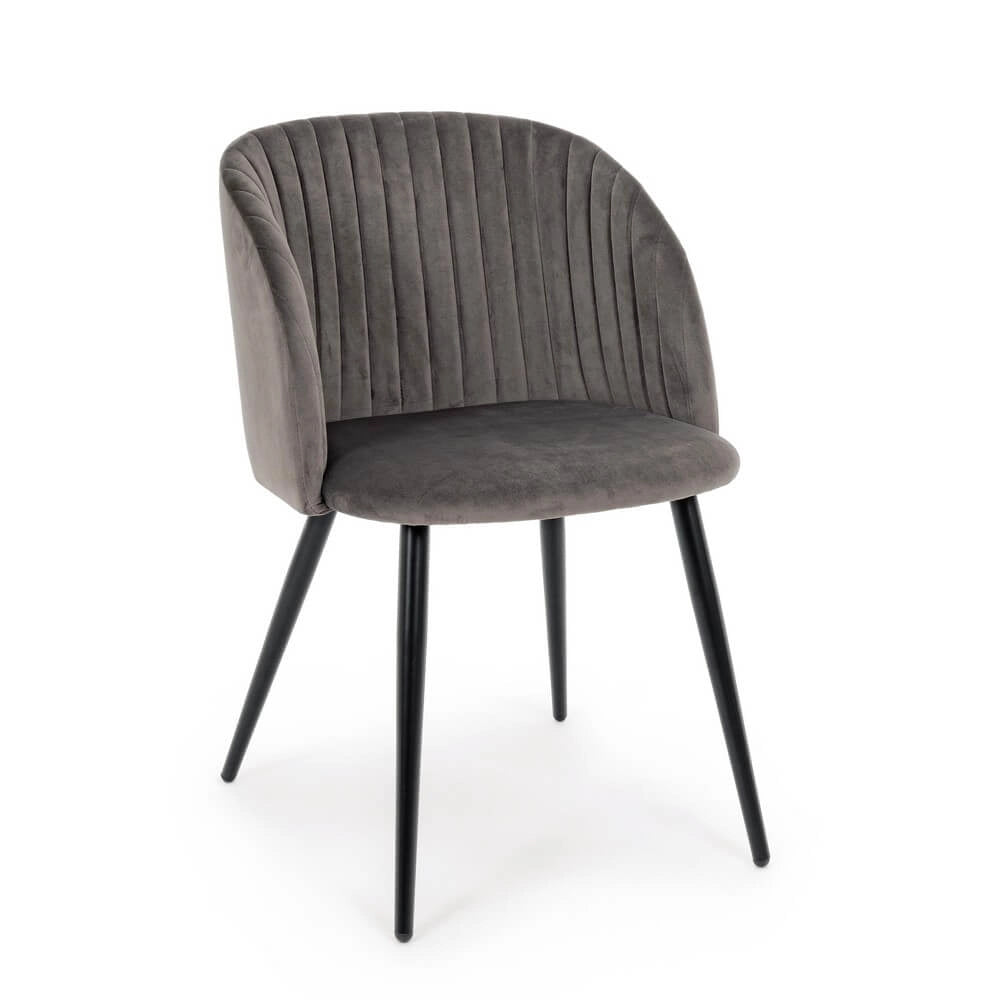 Set di 2 Sedie Imbottite in Velluto con Gambe in Acciaio - FELICIA
