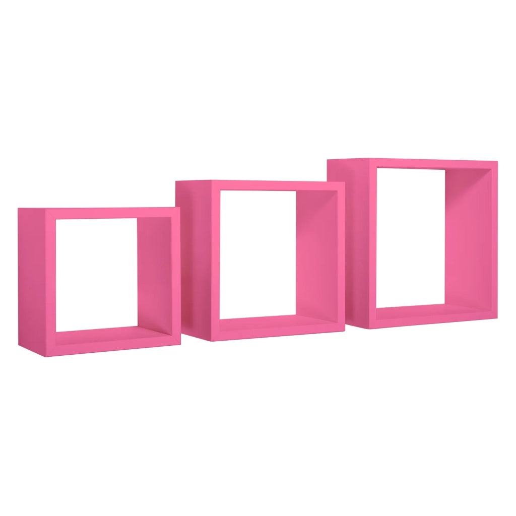 Mensole a cubo da parete set di 3 pz componibile colore Fucsia mod. InCubo