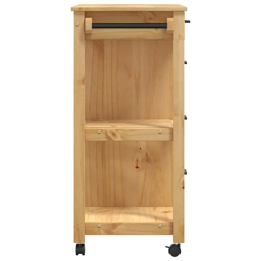 Carrello da Cucina MONZA 84x40x88,5 cm in Legno Massello di Pino 376115