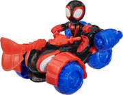 Marvel Spidey e i suoi fantastici amici, Miles `Spin` Morales, Techno-Racer, action figure da 7,6 cm,Hasbro, Eta 3+
