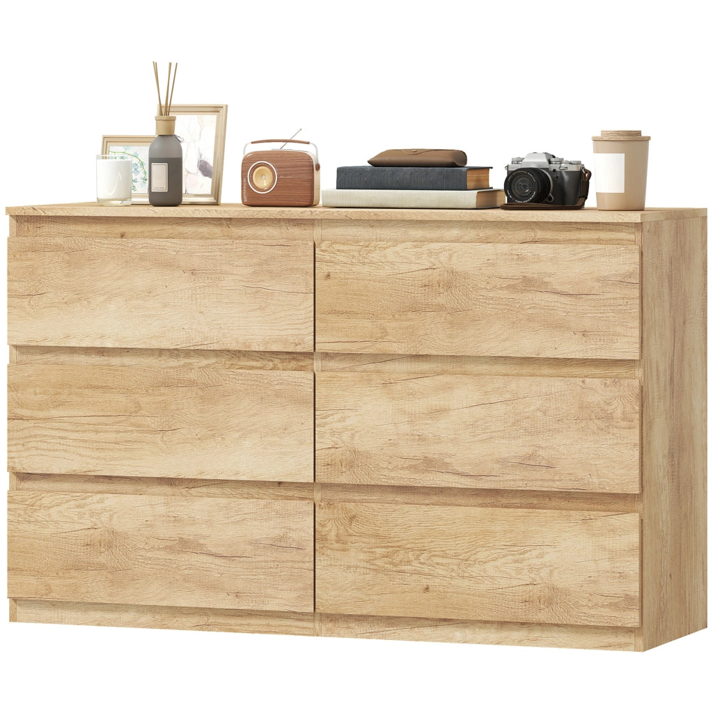 Cassettiera 6 cassetti senza maniglie stile moderno ¨C Xylo ¨C rovere 120x39x75 cm