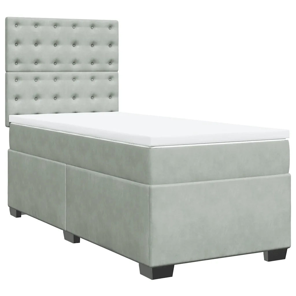 Giroletto a Molle con Materasso Grigio Chiaro 80x200 cm Velluto