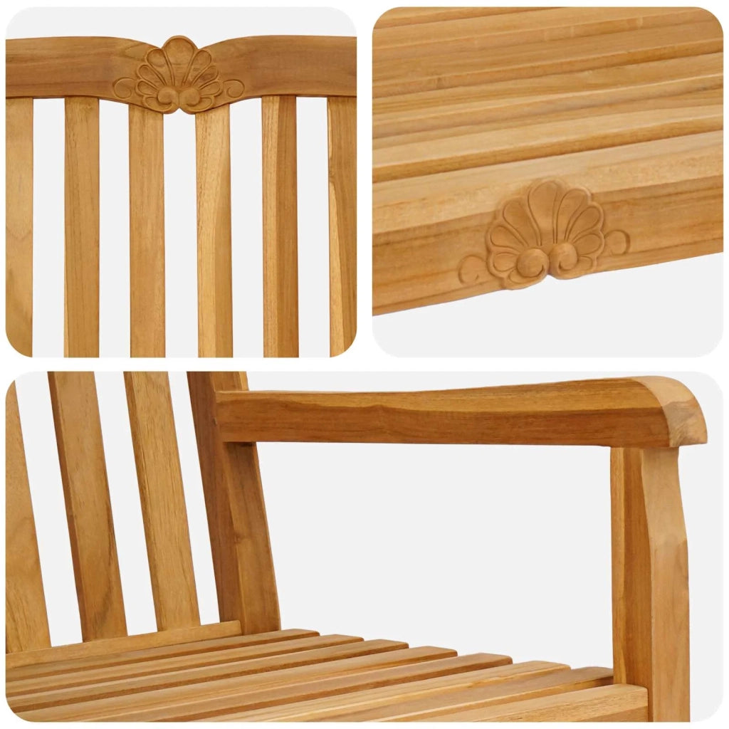 Panchina in legno intagliata a mano Naturale 114 x 60 x 95 cm