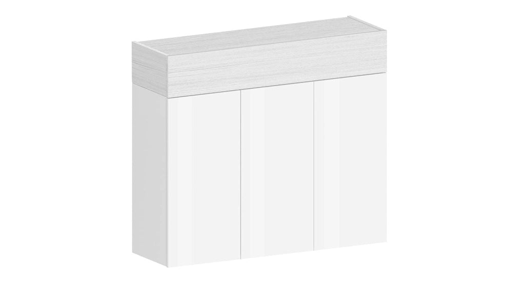 Scarpiera 3 Ante e 1 Ripiano a Ribalta 114x35x100 cm Savona 3A 1R Bianco Opaco/Larice Bianco