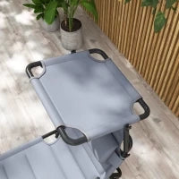 Set 2 Lettini Prendisole Reclinabili ad Altezza Regolabile, 70x201.5x45 cm, Nero e Grigio