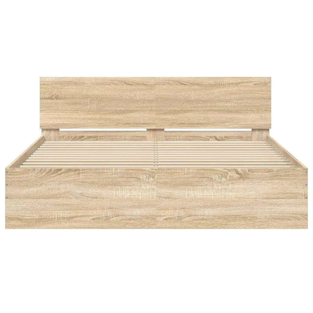 Giroletto con Testiera-Struttura Letto con testiera Rovere Sonoma 150x200 cm