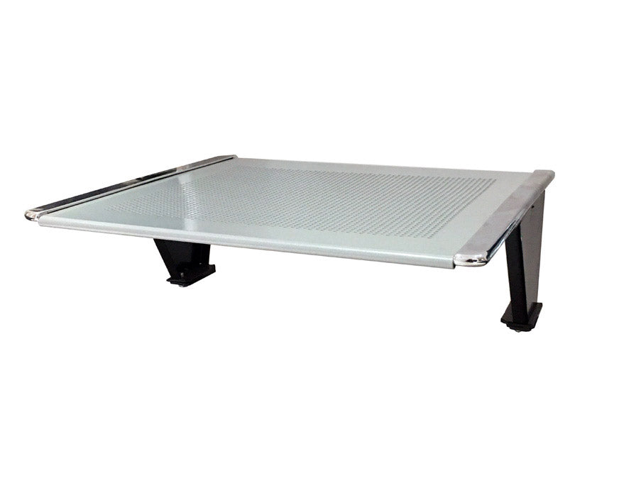 Panca per Sala Attesa 4 Posti da Ufficio con Cuscino e Tavolino in Acciaio e Similpelle Argento/Blu