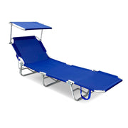 Lettino da Giardino Capri T 190x58x24,5 cm Pieghevole con Tettuccio in Textilene Blu