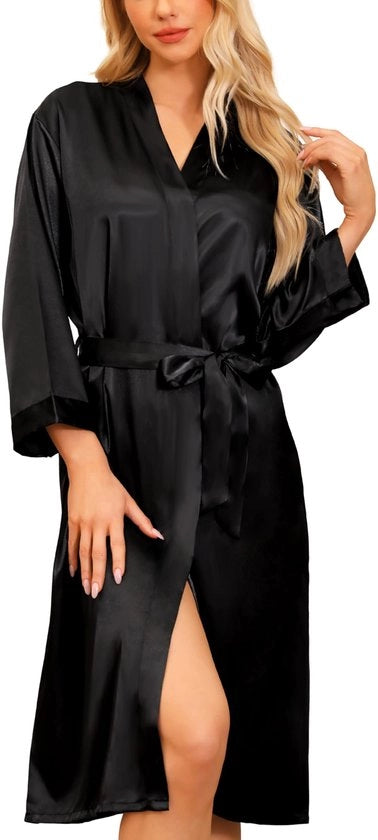 Vestiti da Bagno Satinati per Donna e Uomo Kimono con Camicia a V con Cerniera per Bagni Spa, Casa e Hotel