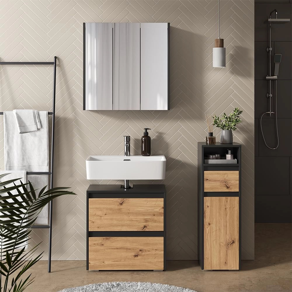 Set di mobili da bagno Majest, Antracite/Artisan, 3 parti
