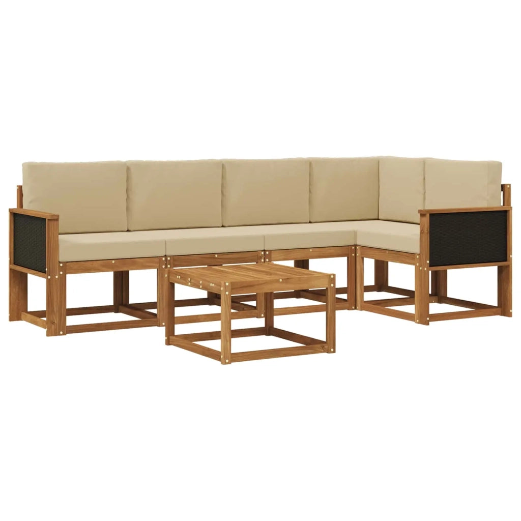 Set di divani da esterno con cuscino 6 pcs Naturale e Beige 3385224