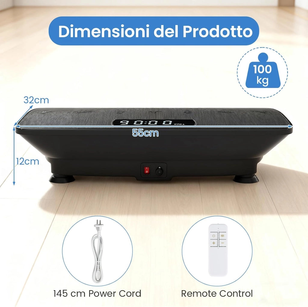 Pedana Vibrante per Casa, Piattaforma Fitness Oscillante con 10 Livelli di Velocità, Modalità Sensore di Gravità e Display LED, Pedana Oscillante per Gambe, Glutei e Addome