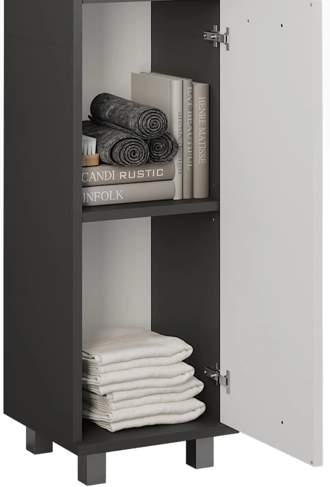 Mobile alto Ilias, Antracite/bianco, 30.2 x 190 cm con 2 porte