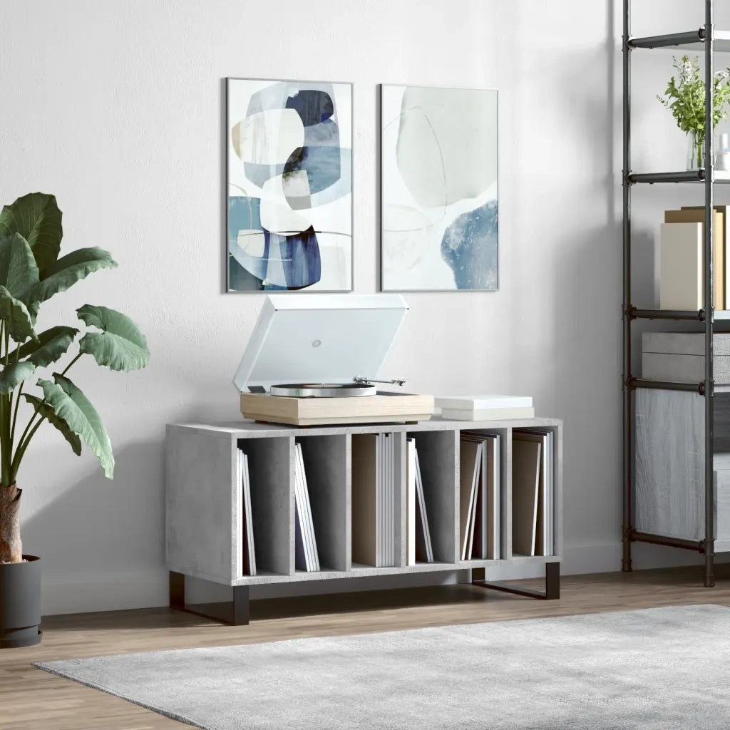 Mobile Porta Dischi Grigio Cemento 100x38x48 Legno Multistratocod mxl 128114