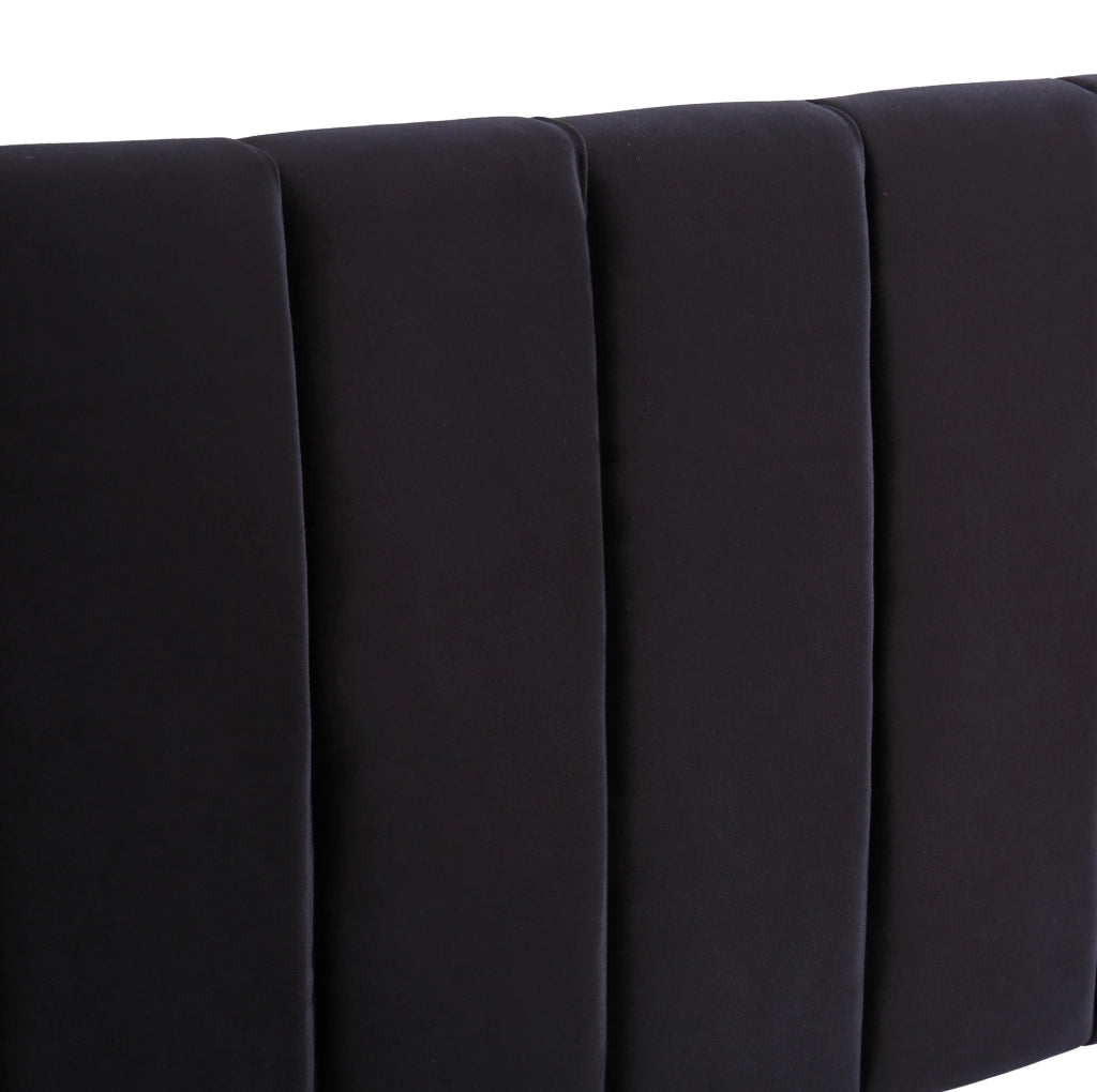 Letto matrimoniale 160x200 cm in velluto nero con 2 cassetti; rete inclusa