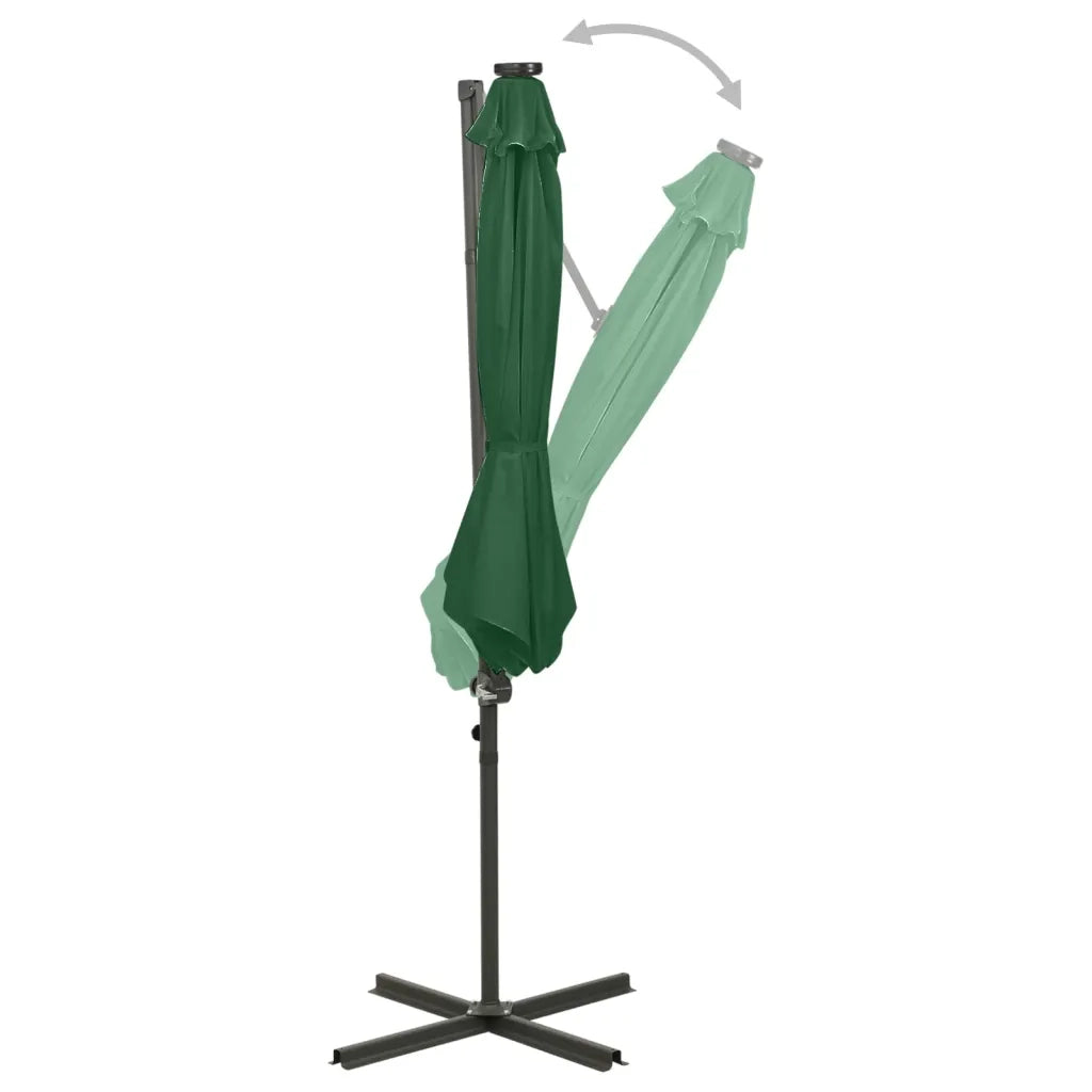 Ombrellone a Sbalzo con Palo e Luci a LED Verde 300 cm cod mxl 9886