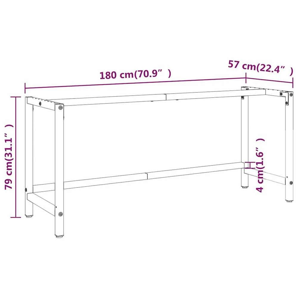 Workbench Frame, Matte Black And Matte Red, 180x57x79 Cm, Metal