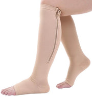 Calze compressivi colore della pelle - Sostegno graduato della gamba - Aperto alla caviglia - Chiusura a righello - Calze di supporto - Prevenzione delle varici