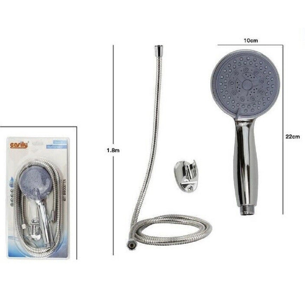Trade Shop - Kit Doccetta Doccino Bagno Tondo Soffione Doccia Con Laccio 1,8 Mt Staffa 69100 -