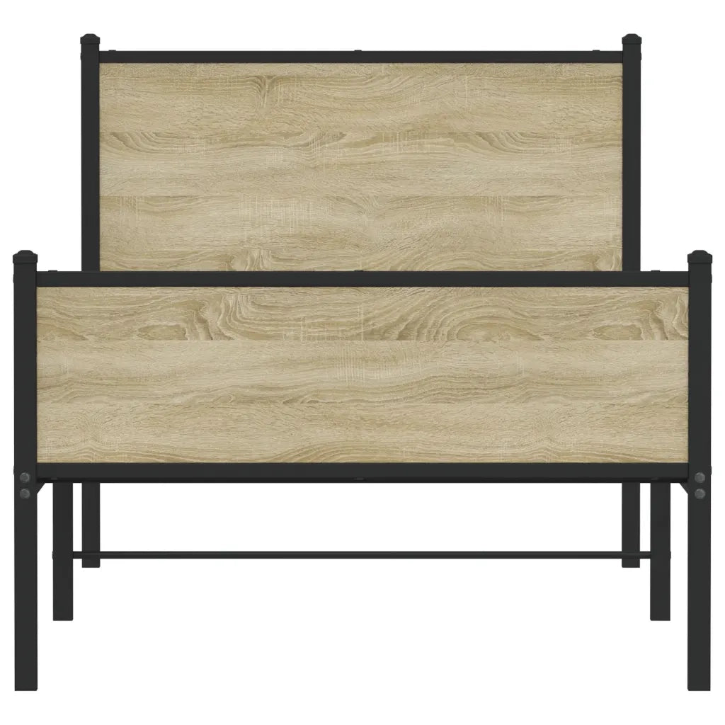 vidaXL Giroletto senza Materaso in Metallo Rovere Sonoma 90x200 cm