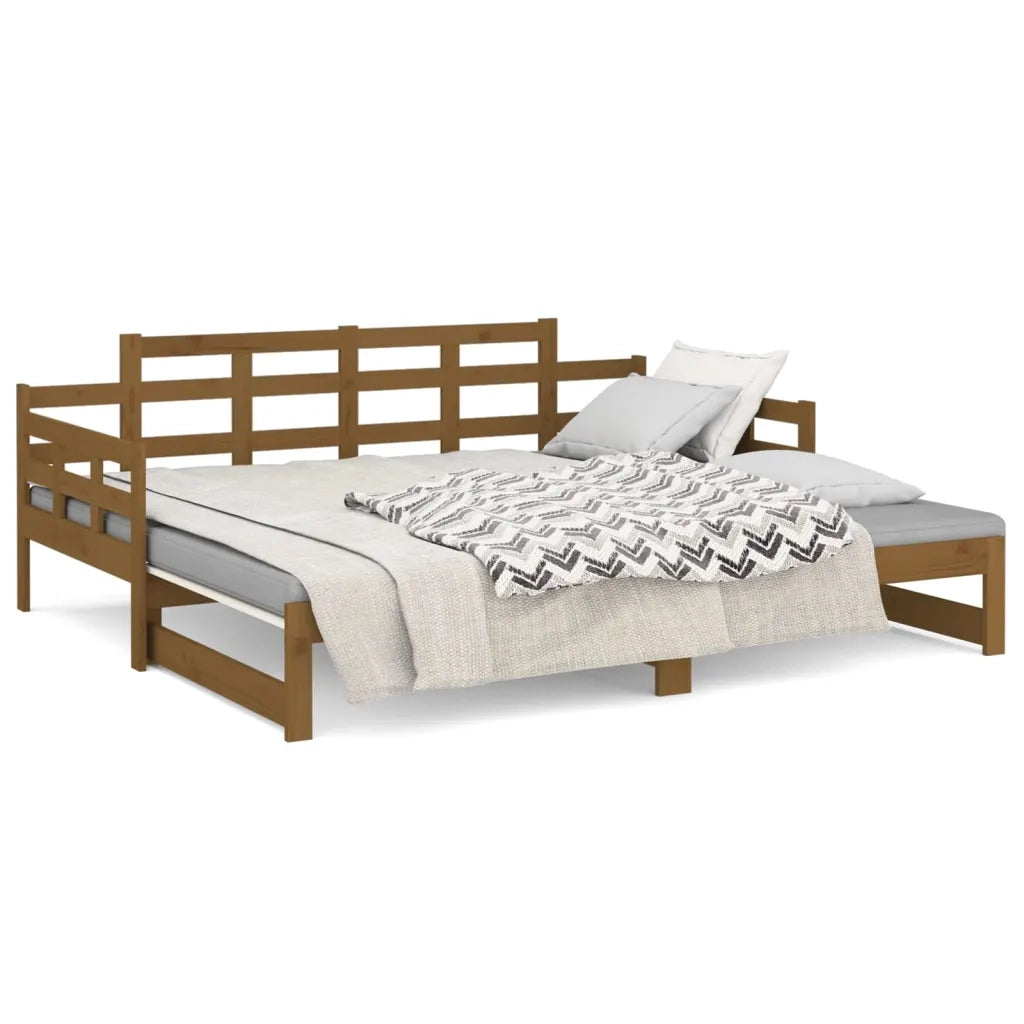 Letto singolo | Letto per adulti | Dormeuse Estraibile Ambra Legno Massello di Pino 2x(90x190)cm