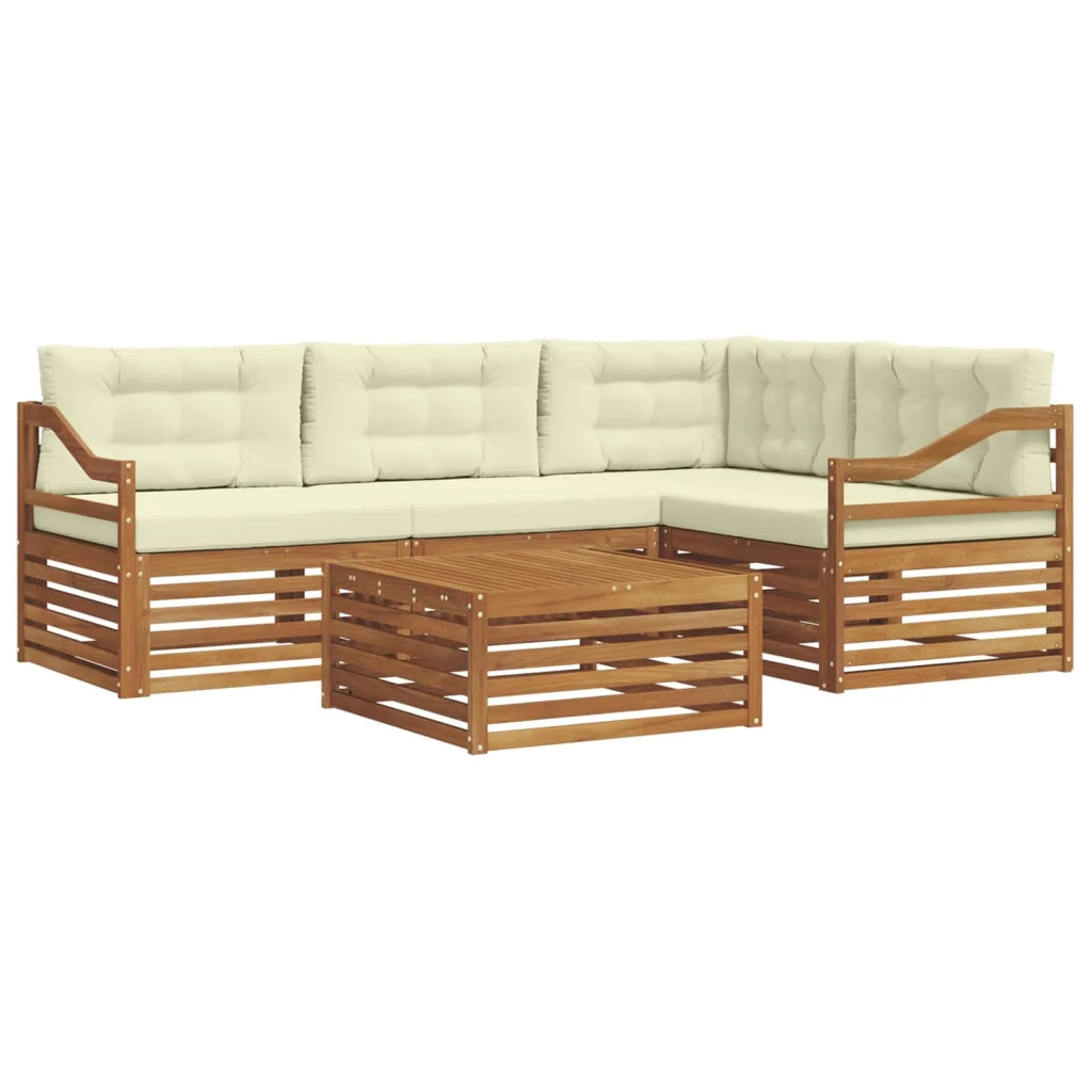 Set di divani da esterno con cuscino 5 pcs Naturale e Crema