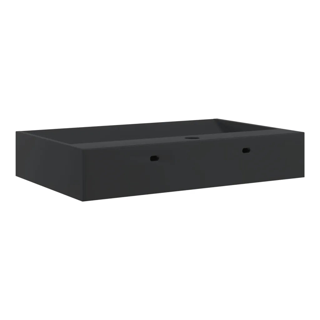 Lavandino-Lavabo-Lavello 60x38x11 cm Blocco in Marmo/Minerale Nero Opaco