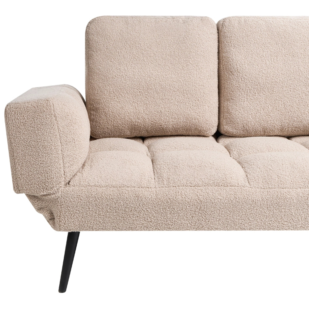 Divano letto 2 posti con rivestimento bouclè beige con Braccioli Regolabili stile Minimalista