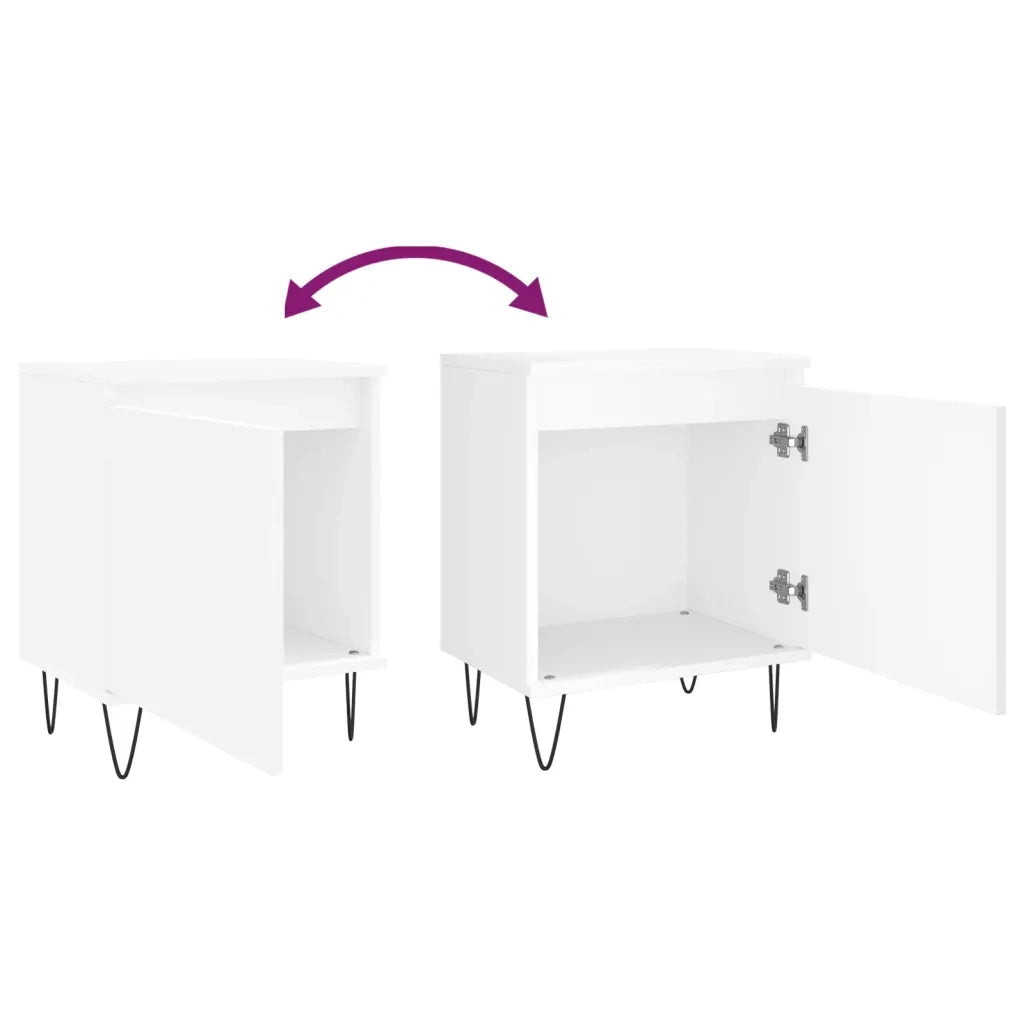 Comodini 2 pz-Set di 2 Tavolino da notte Bianchi 40x30x50 cm in Legno Multistrato 185586