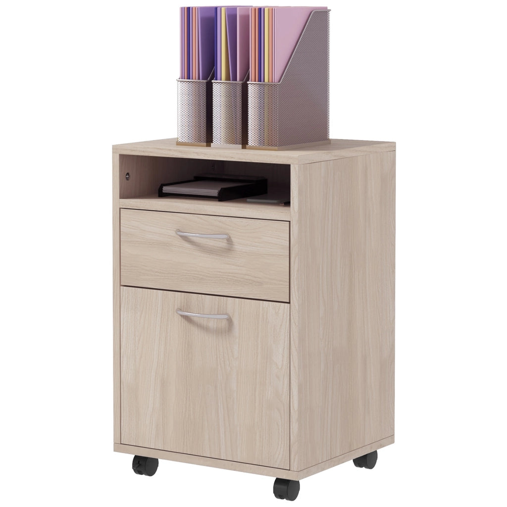 Scrivania con cassetto e ruote ¨C zephmum ¨C quercia 40x35x60 cm